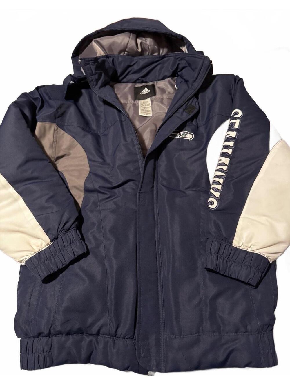 Adidas Seattle Seahawks Women’s XL Hooded Insulated Jacket Full Zip Navy NFL